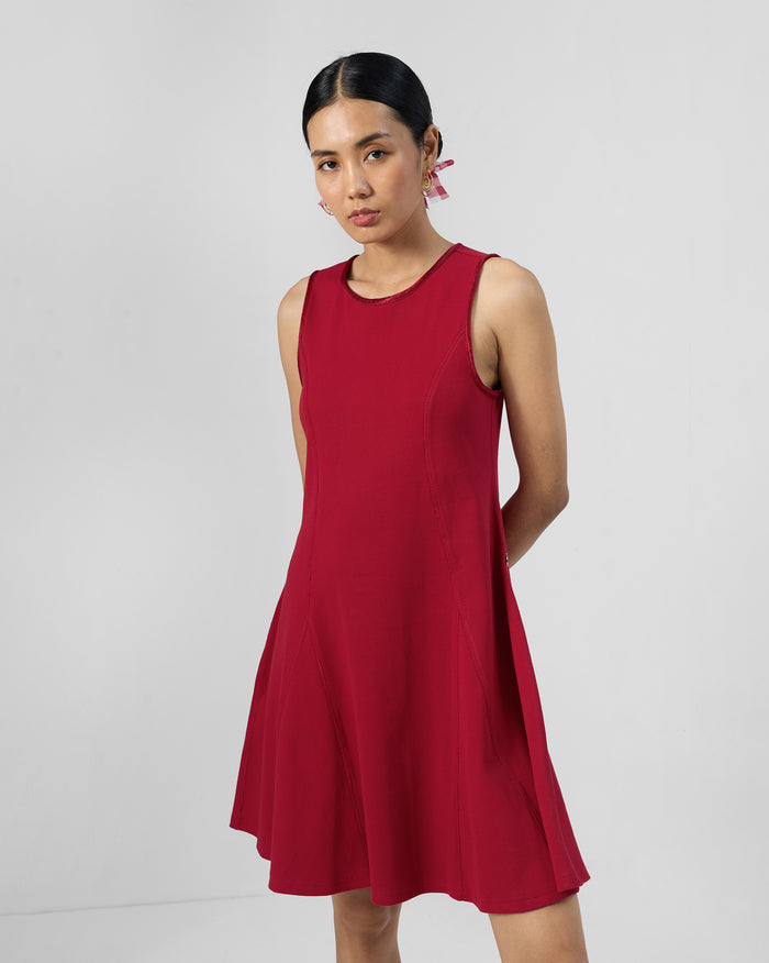 Norva Skater Dress - Cotton Ribbed Flared Fit