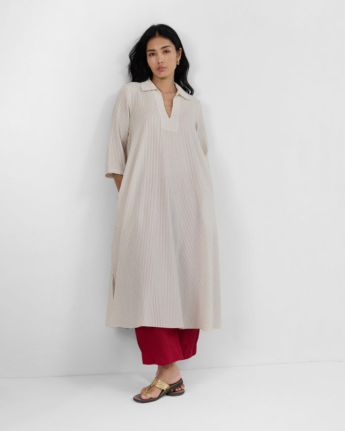 Maner Kurta - Cotton Seersucker A-Line Fit