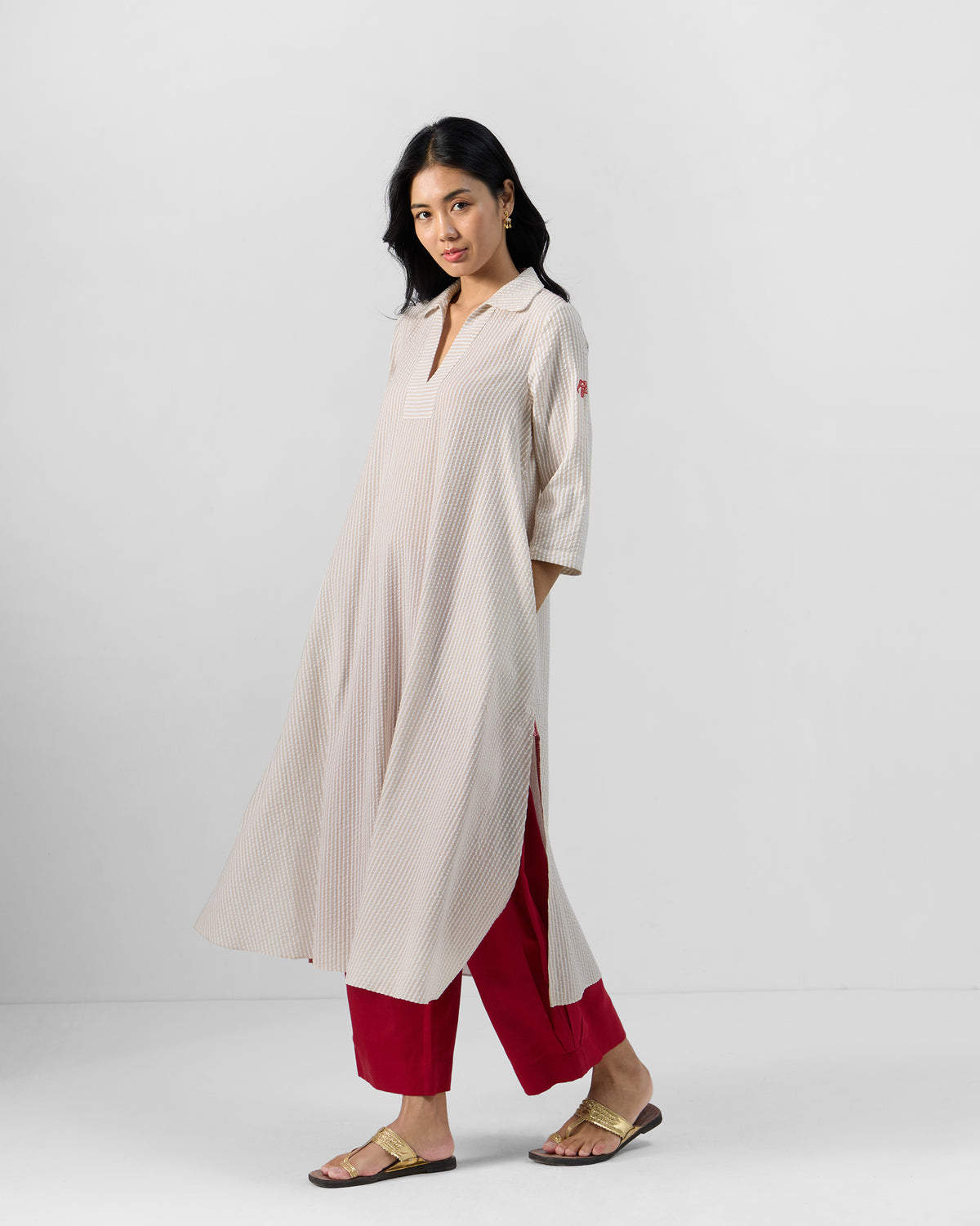 Maner Kurta - Cotton Seersucker A-Line Fit
