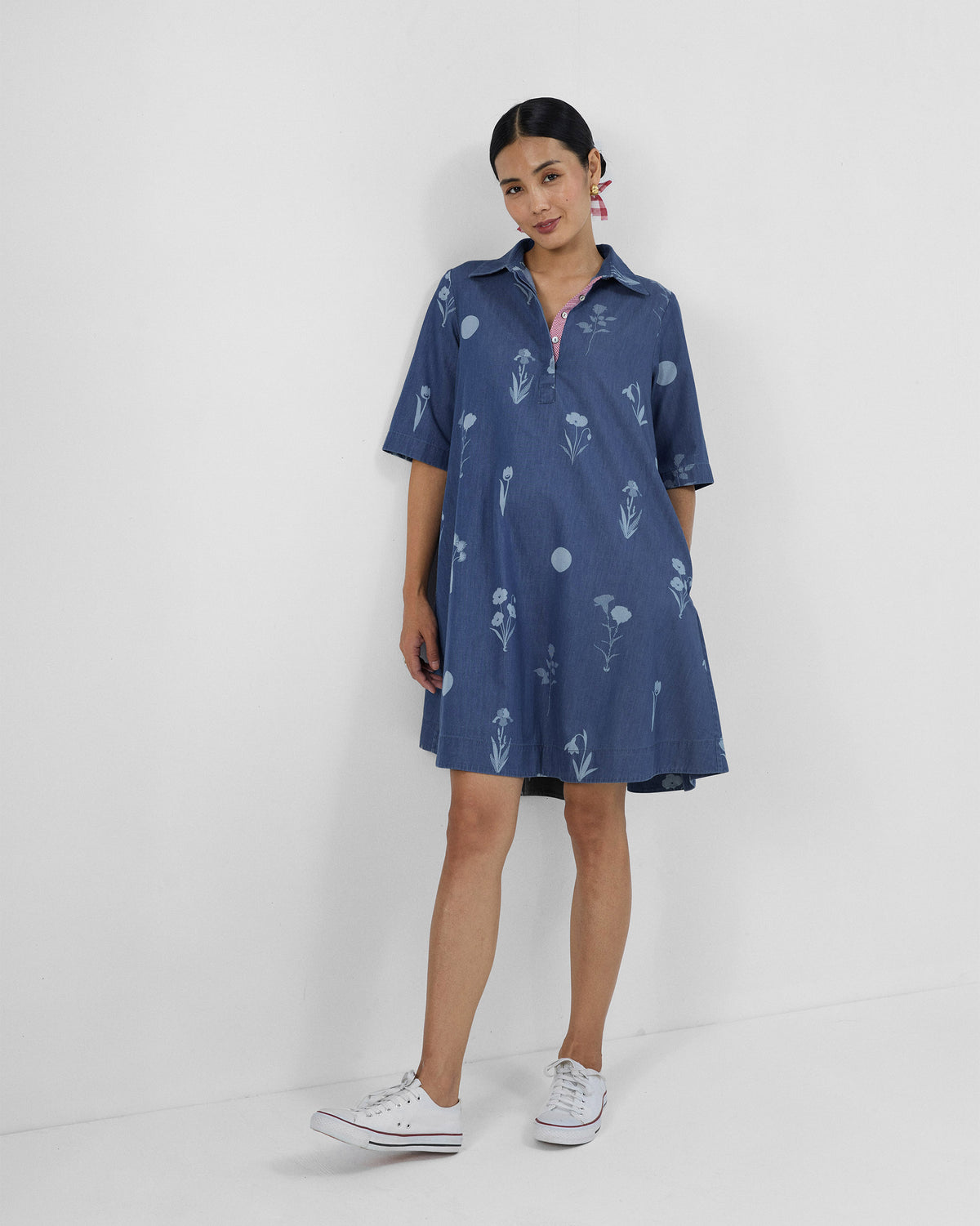 Happy Heart Dress - 100% Cotton Denim A-Line Fit
