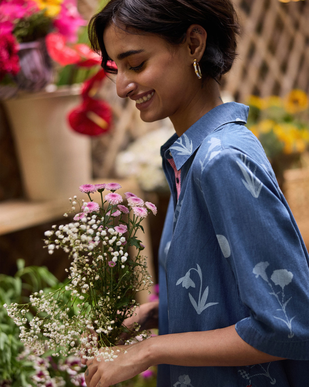 Happy Heart Dress - 100% Cotton Denim A-Line Fit