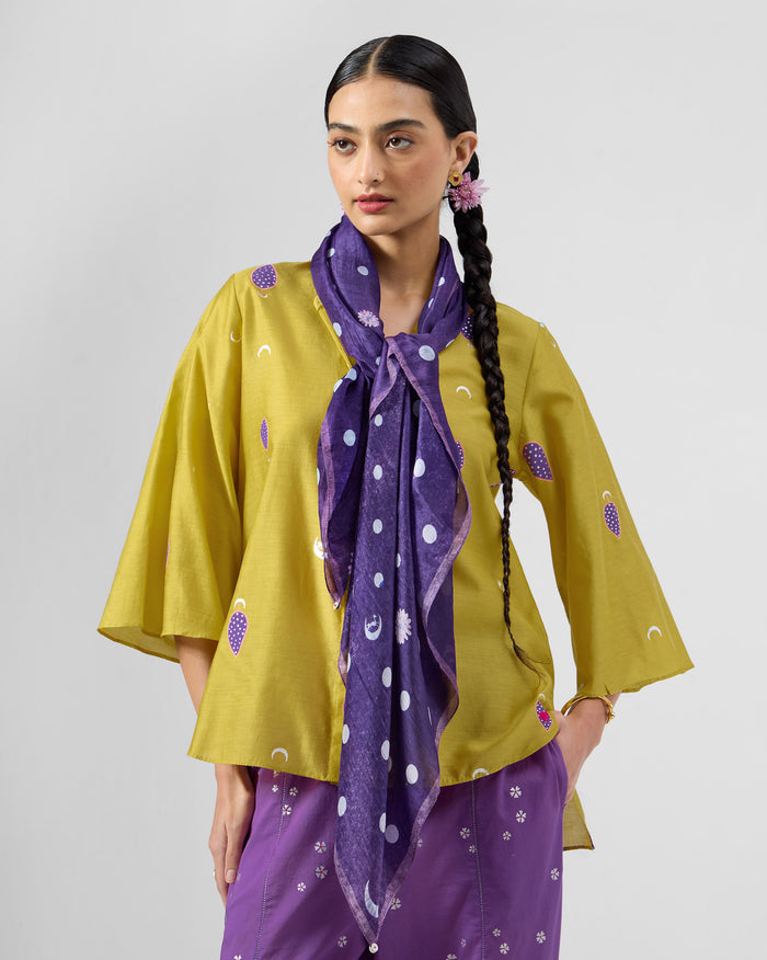 Polka Blooms Scarf - Purple