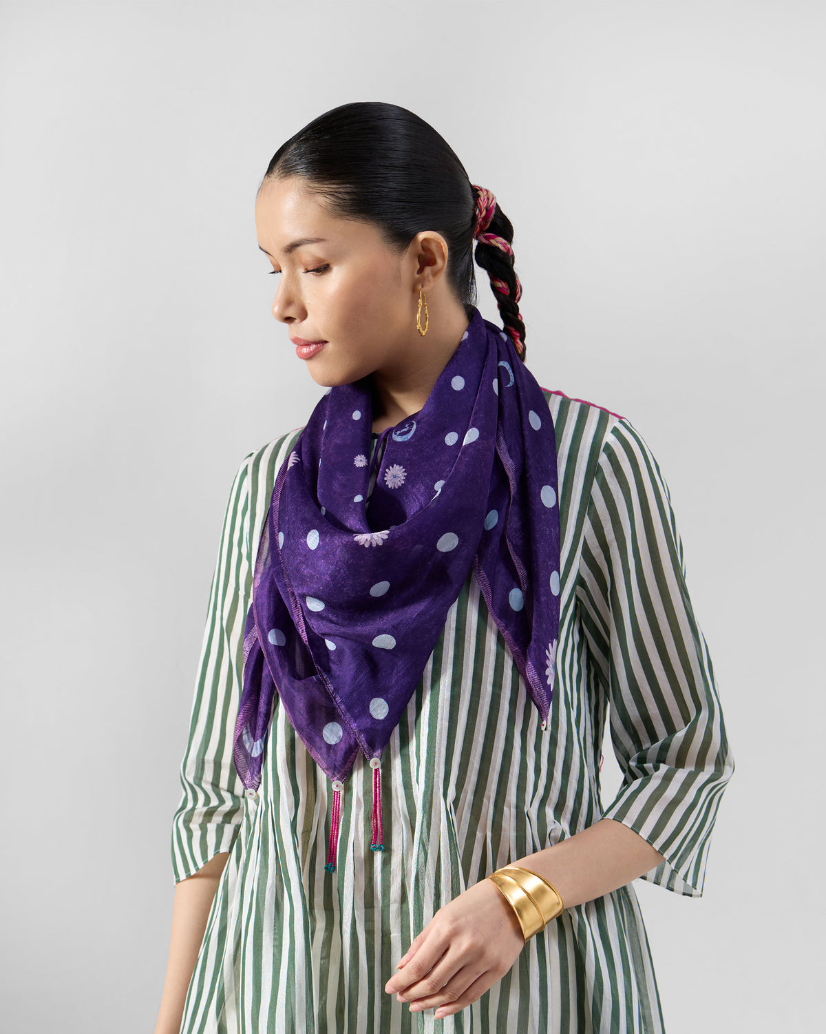 Polka Blooms Scarf - Purple