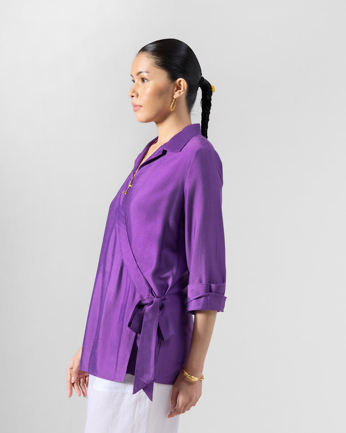 Katya Tie Up Shirt -Silk Blend Regular Fit