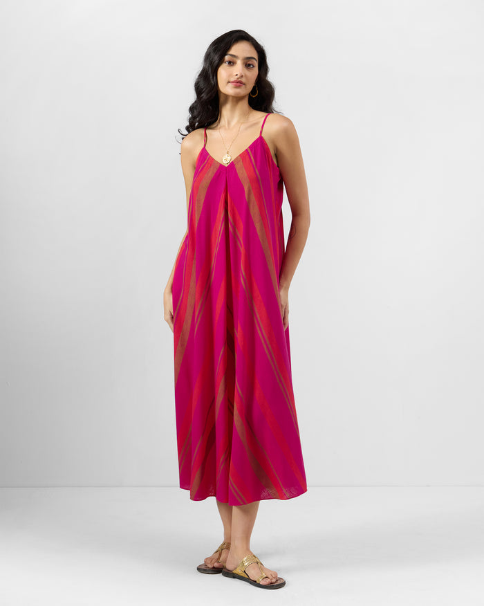 Narali Strappy Dress - Linen Blend Flared Fit