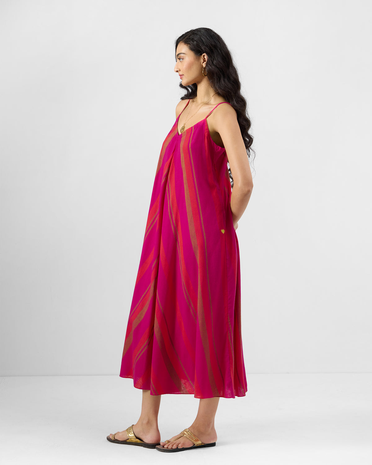 Narali Strappy Dress - Linen Blend Flared Fit