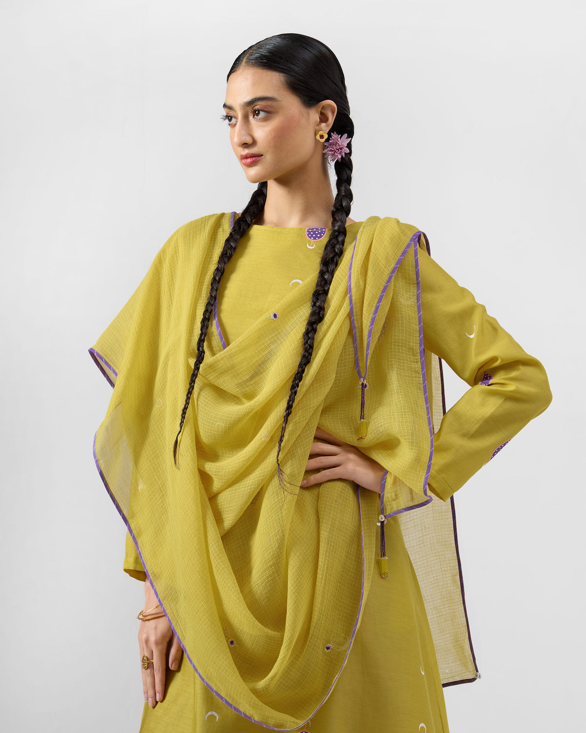 Raya Dupatta - Embroidered Cotton Blend