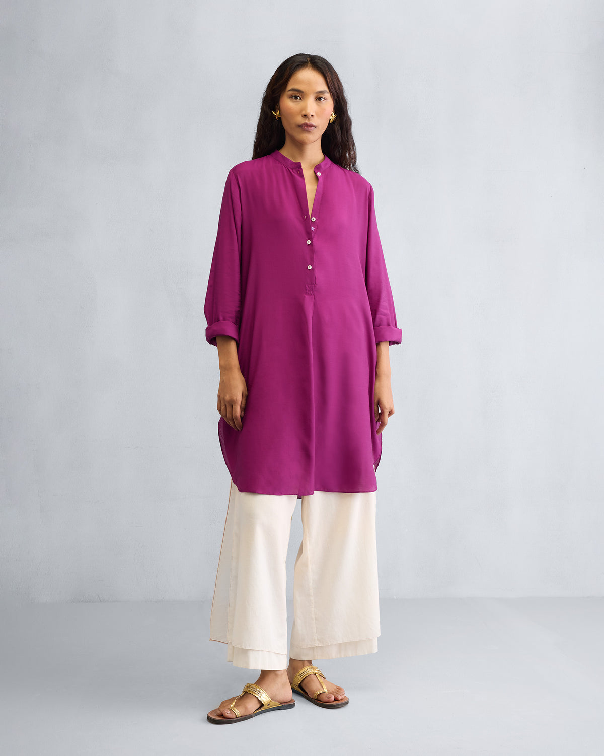 Basic Mid Length Kurta - Mulberry