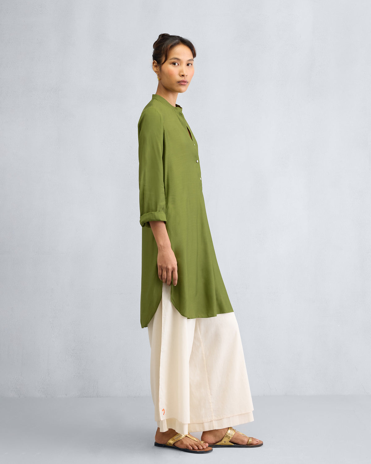 Basic Mid Length Kurta - Olive
