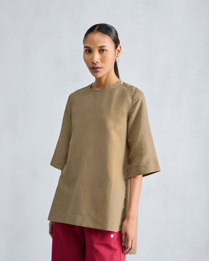 High Slit Top - Taupe