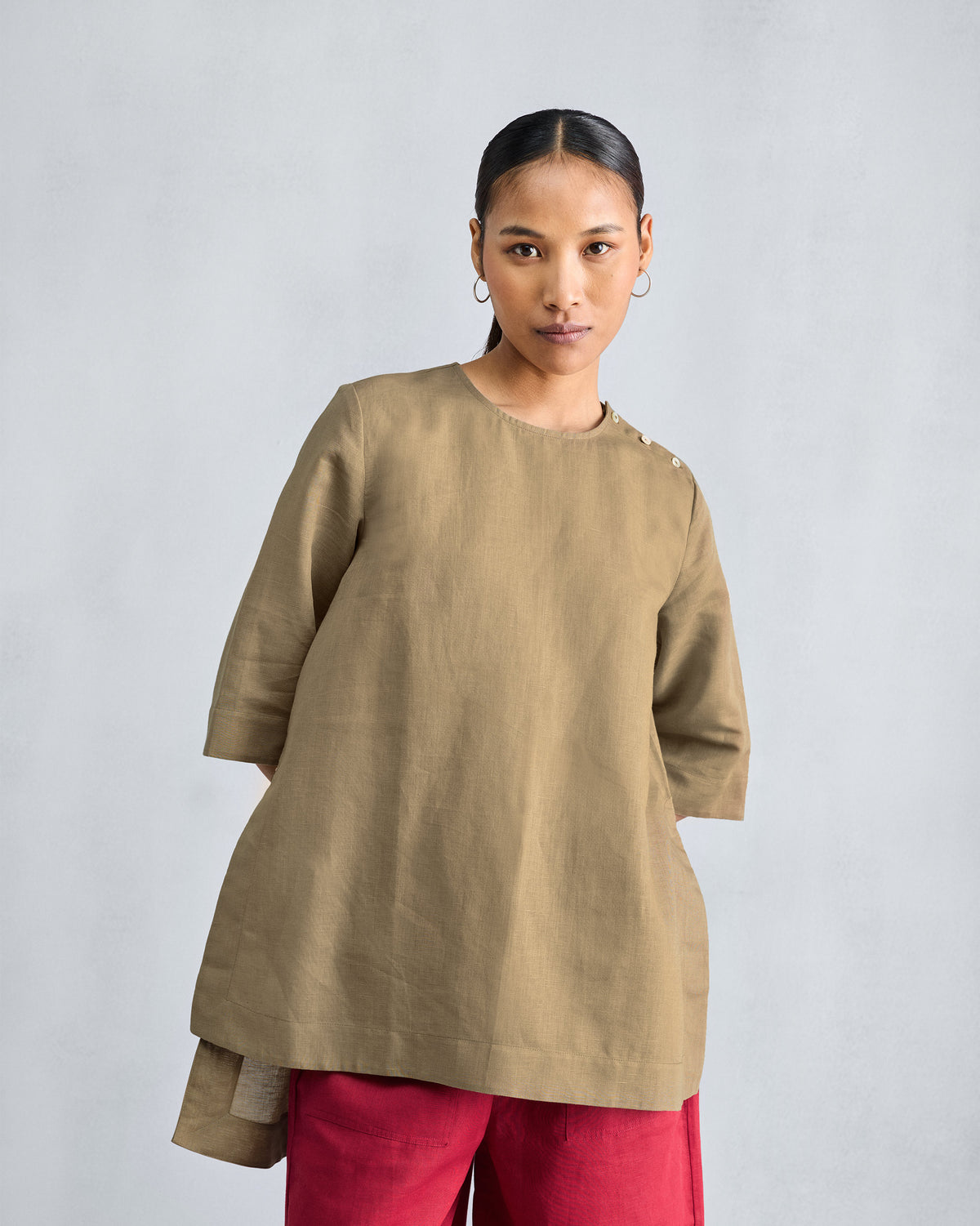 High Slit Top - Taupe