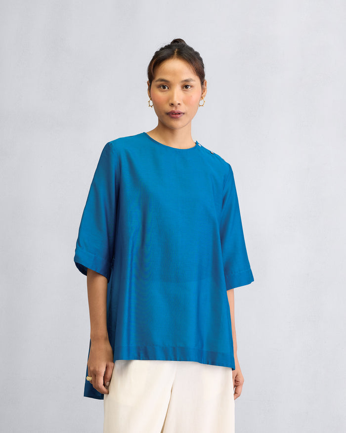 High Slit Top - Sapphire