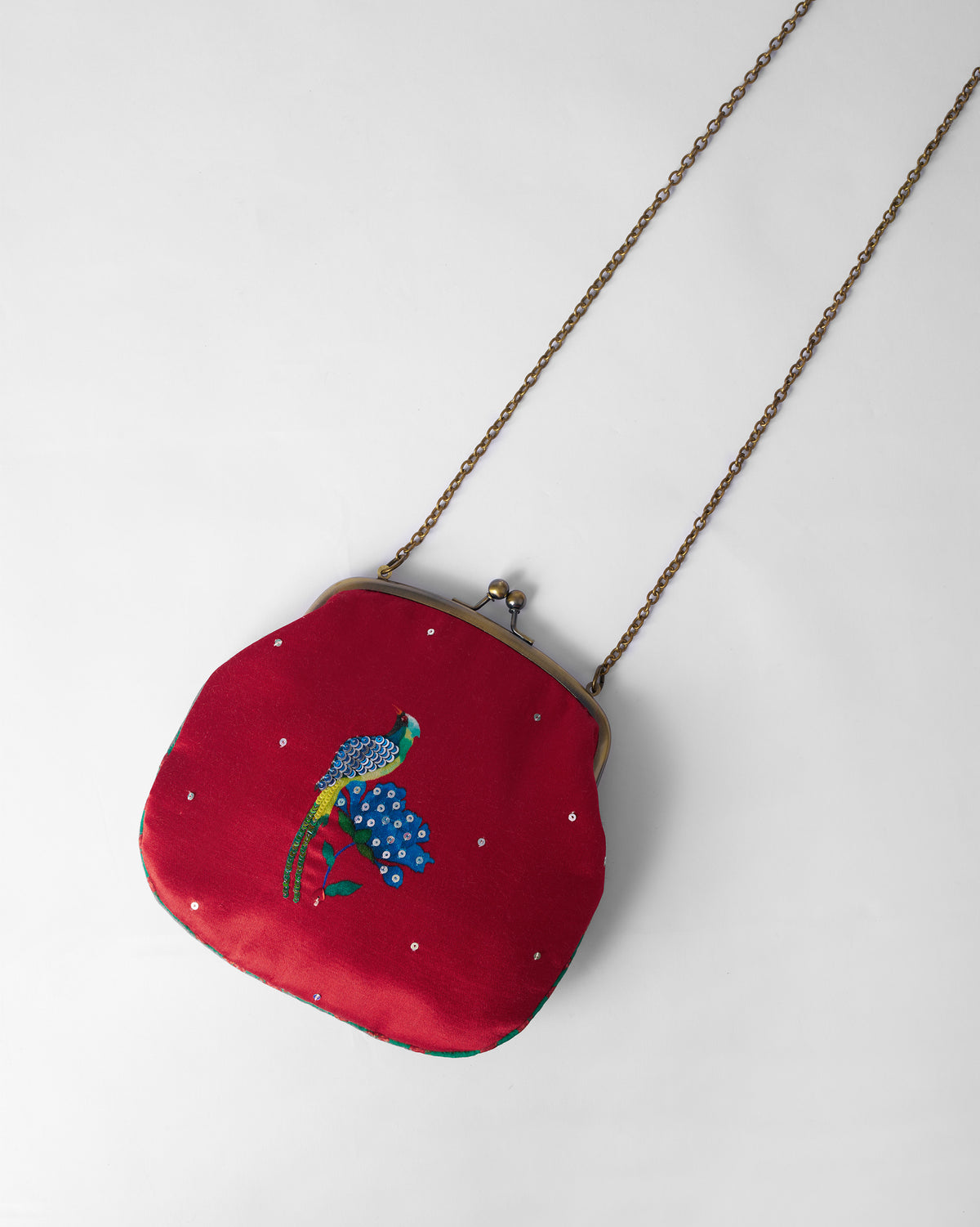 Sling Clutch - Red Embroidered