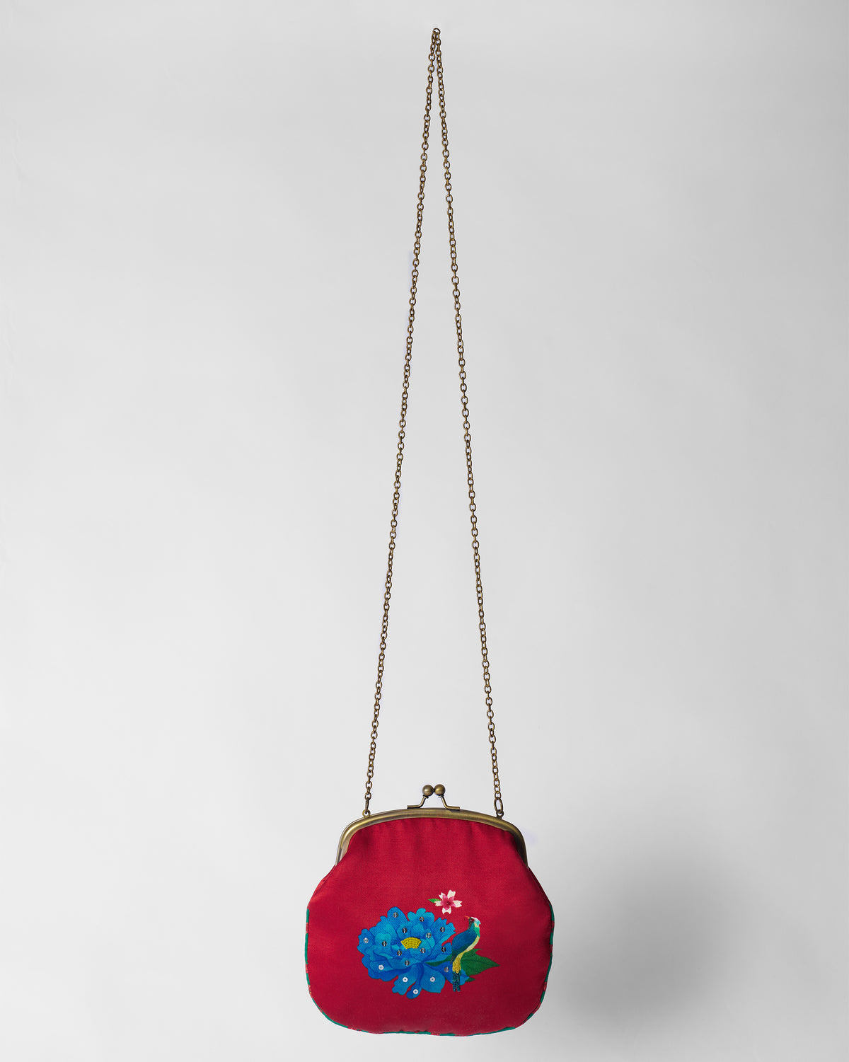 Sling Clutch - Red Embroidered