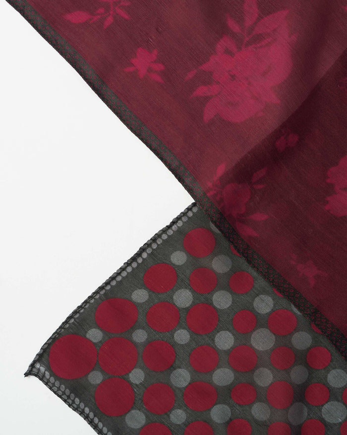 Scarlet Bloom Pocket Sqaures - Maroon & Black