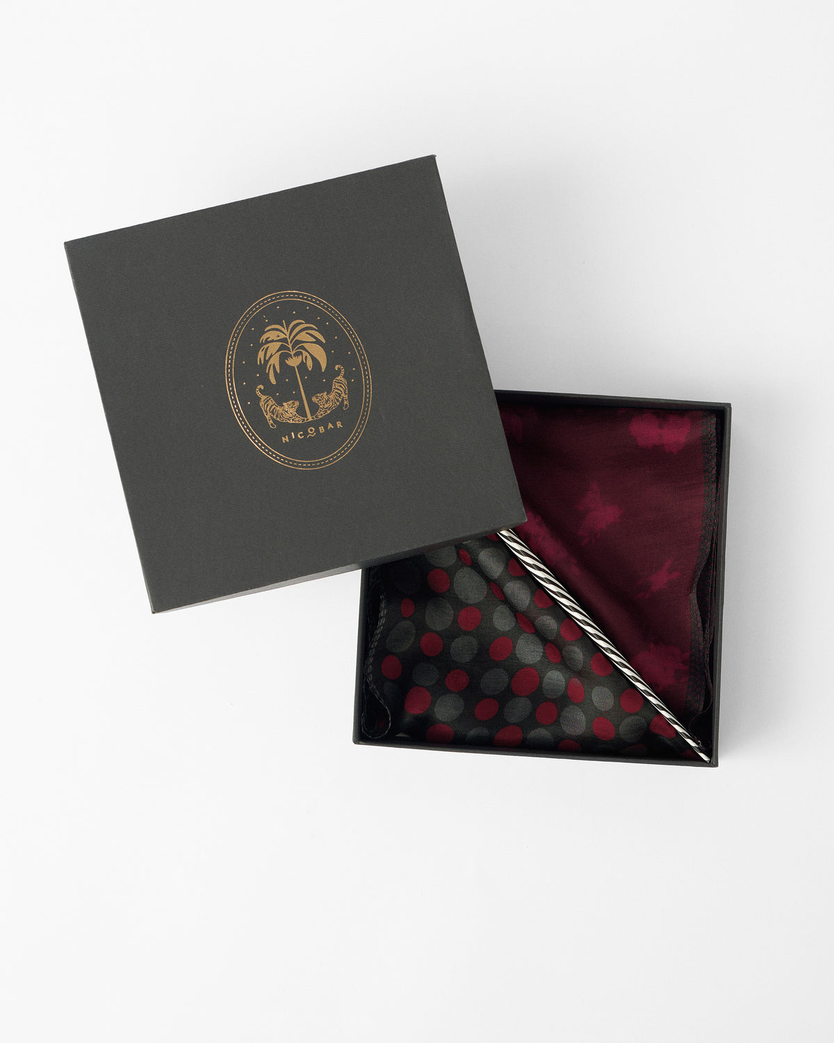 Scarlet Bloom Pocket Sqaures - Maroon & Black
