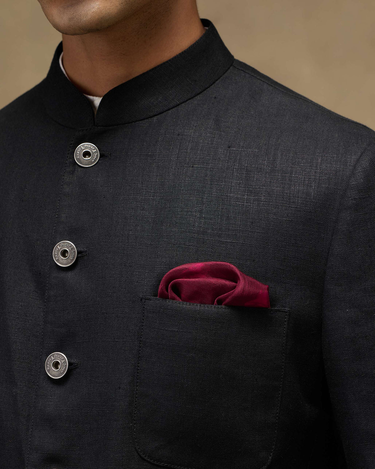 Scarlet Bloom Pocket Sqaures - Maroon & Black