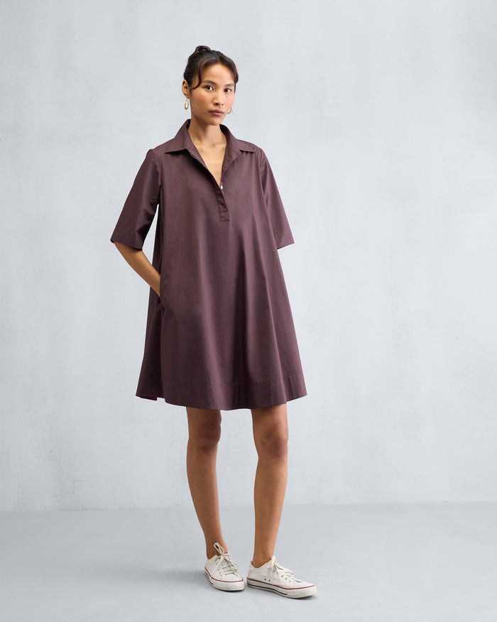 A-line Short Dress - Chocolate Plum