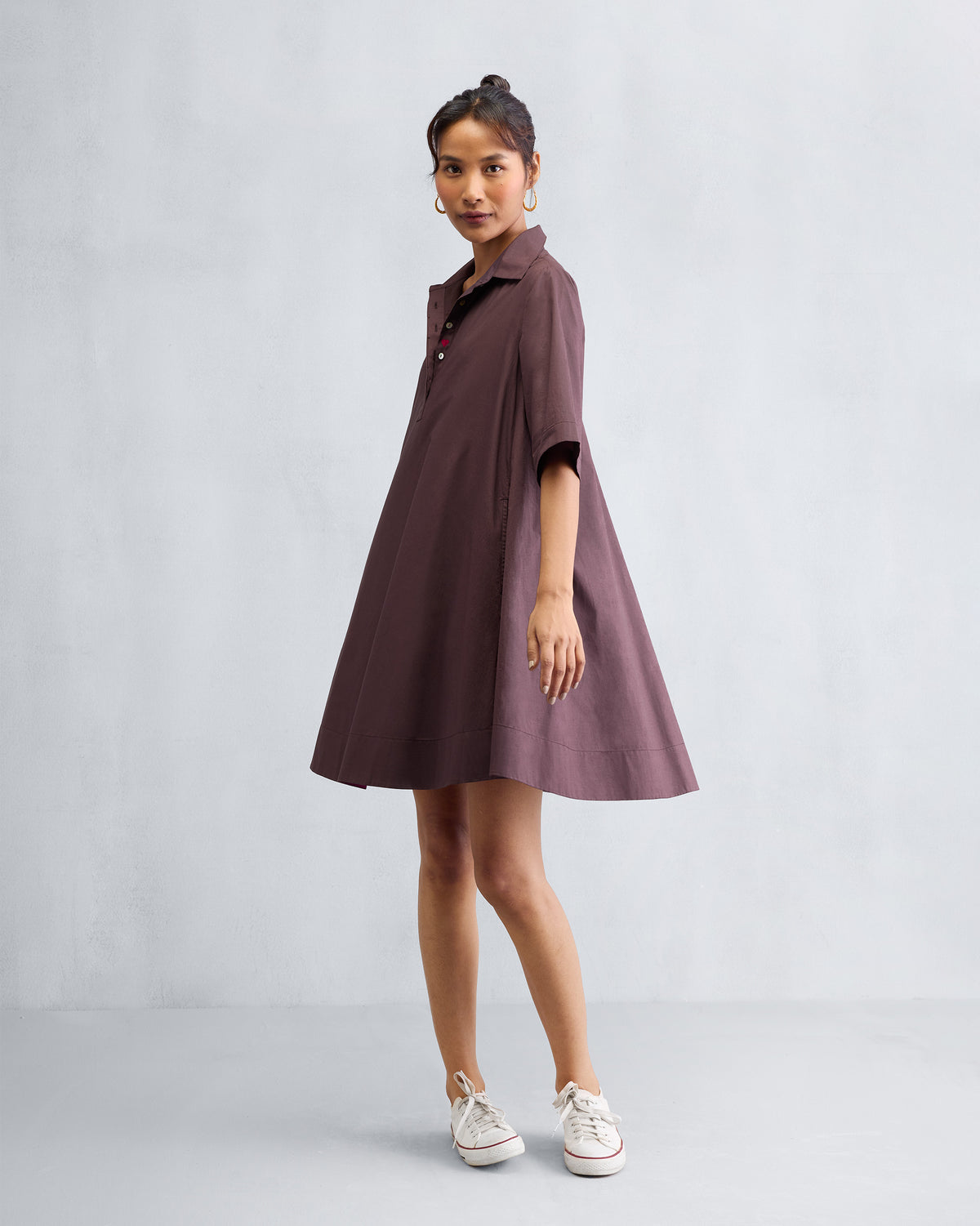A-line Short Dress - Chocolate Plum