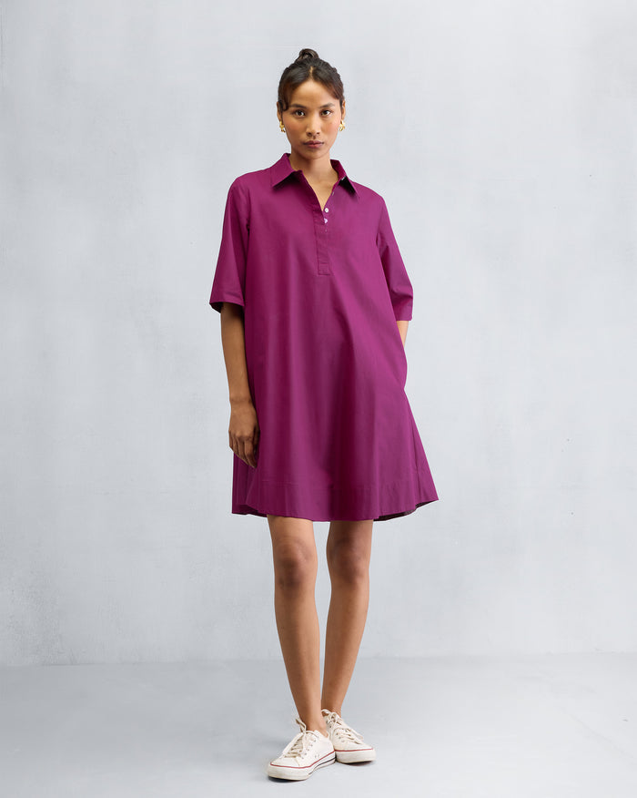 A-line Short Dress - Mulberry