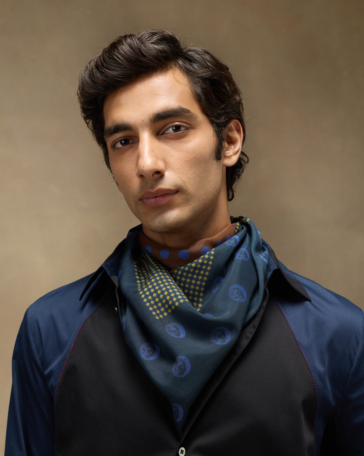 Rhythm Scarf - Navy & Brown