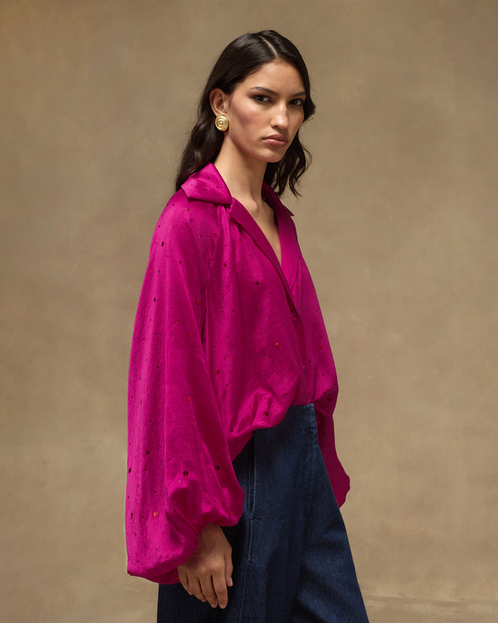 Cloud Overlay - Cotton Silk Loose Fit (Fuchsia)