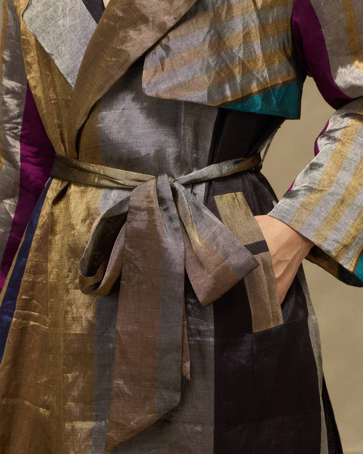 Sera Trench - Metallic Tissue Regular Fit