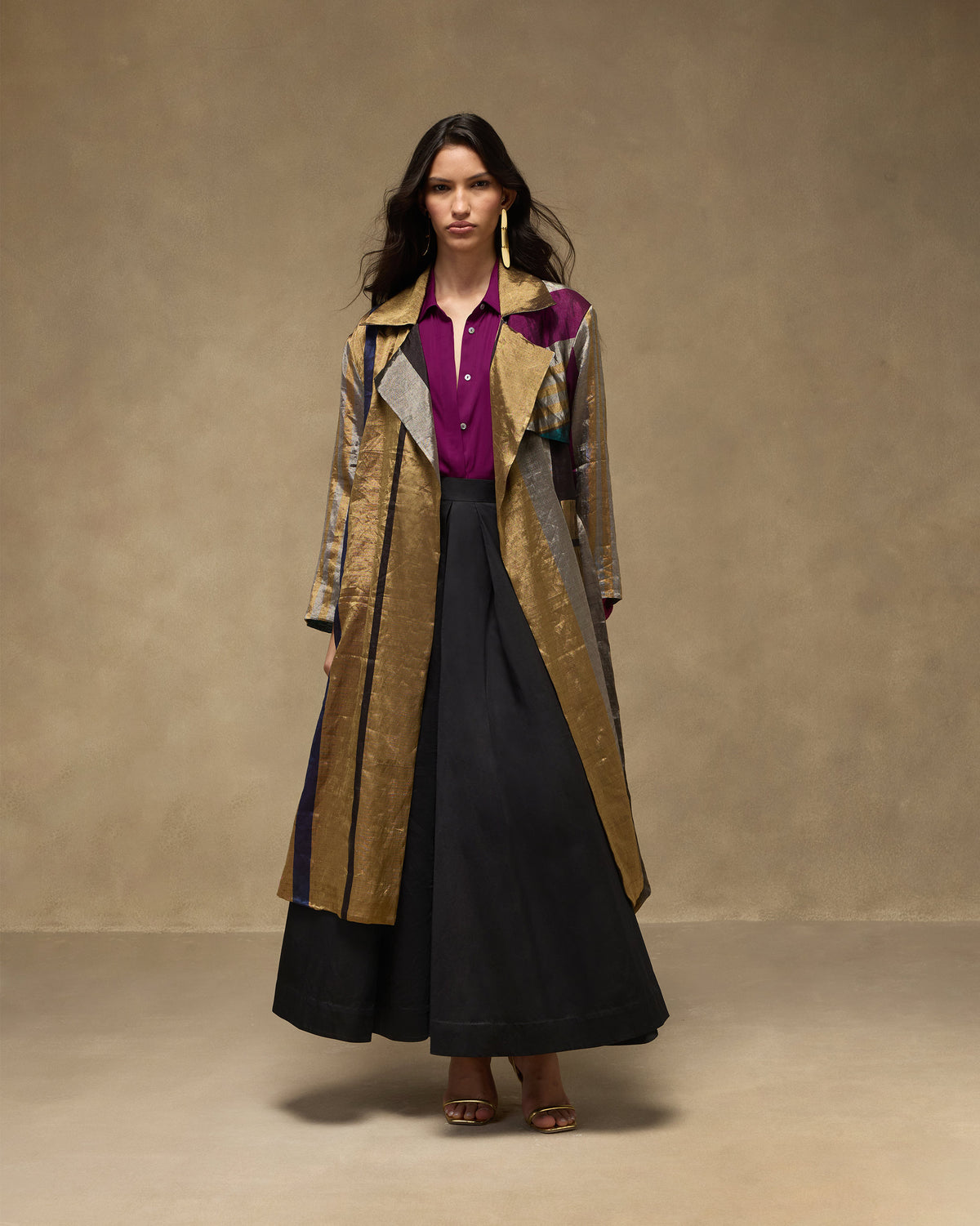 Sera Trench - Metallic Tissue Regular Fit