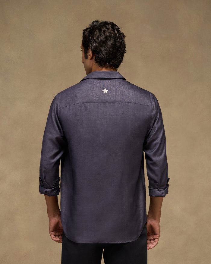 Afterglow Shirt - Zari Embroidered Tussar Silk Classic Fit