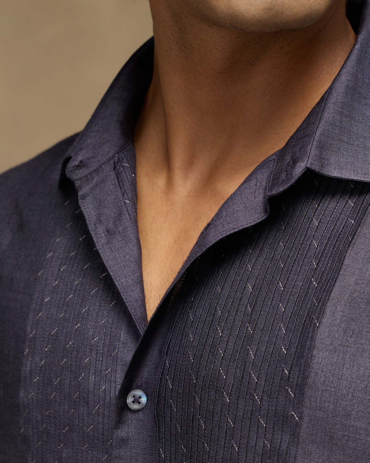 Afterglow Shirt - Zari Embroidered Tussar Silk Classic Fit