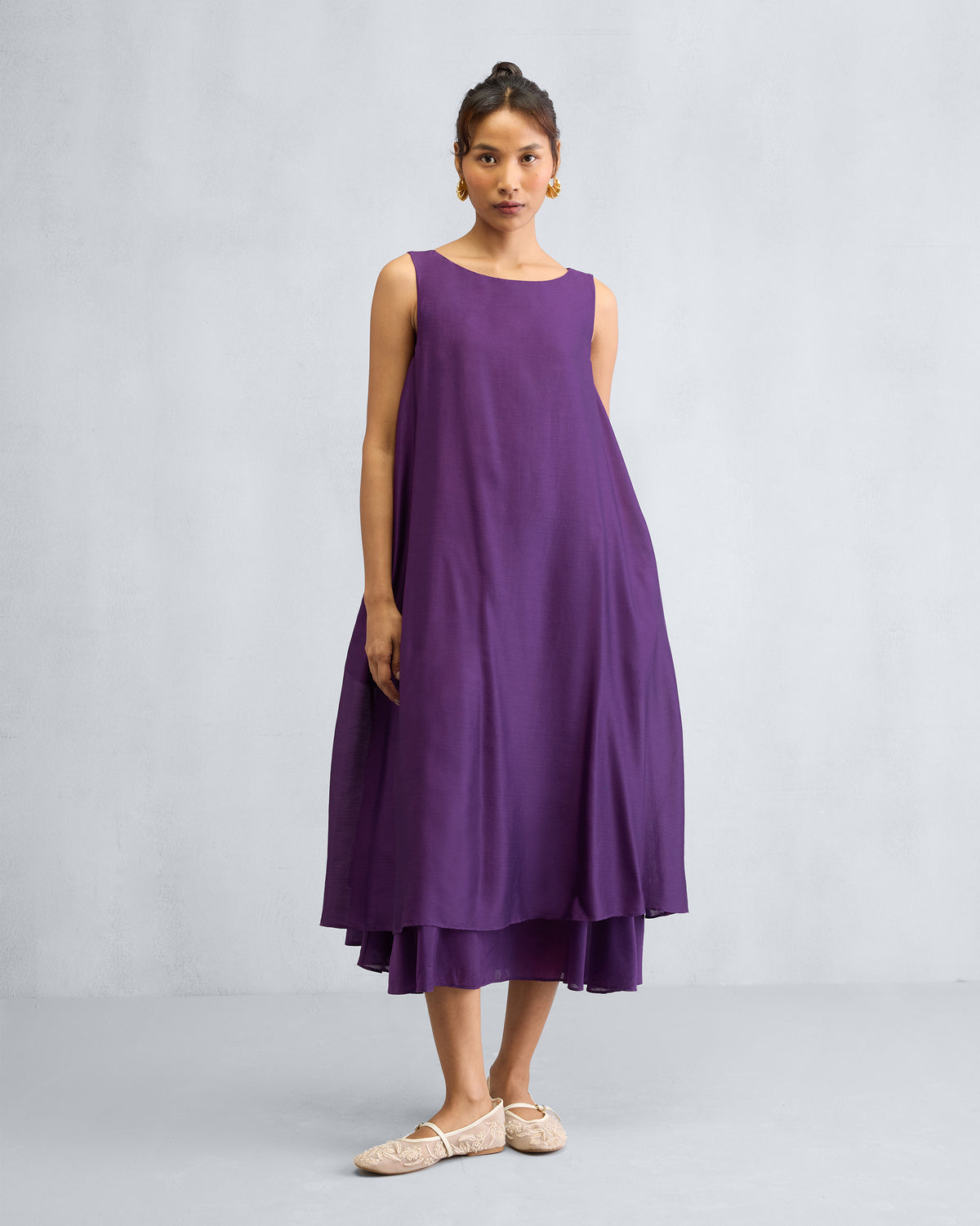 Double Layer Dress -Chanderi A-Line FIt