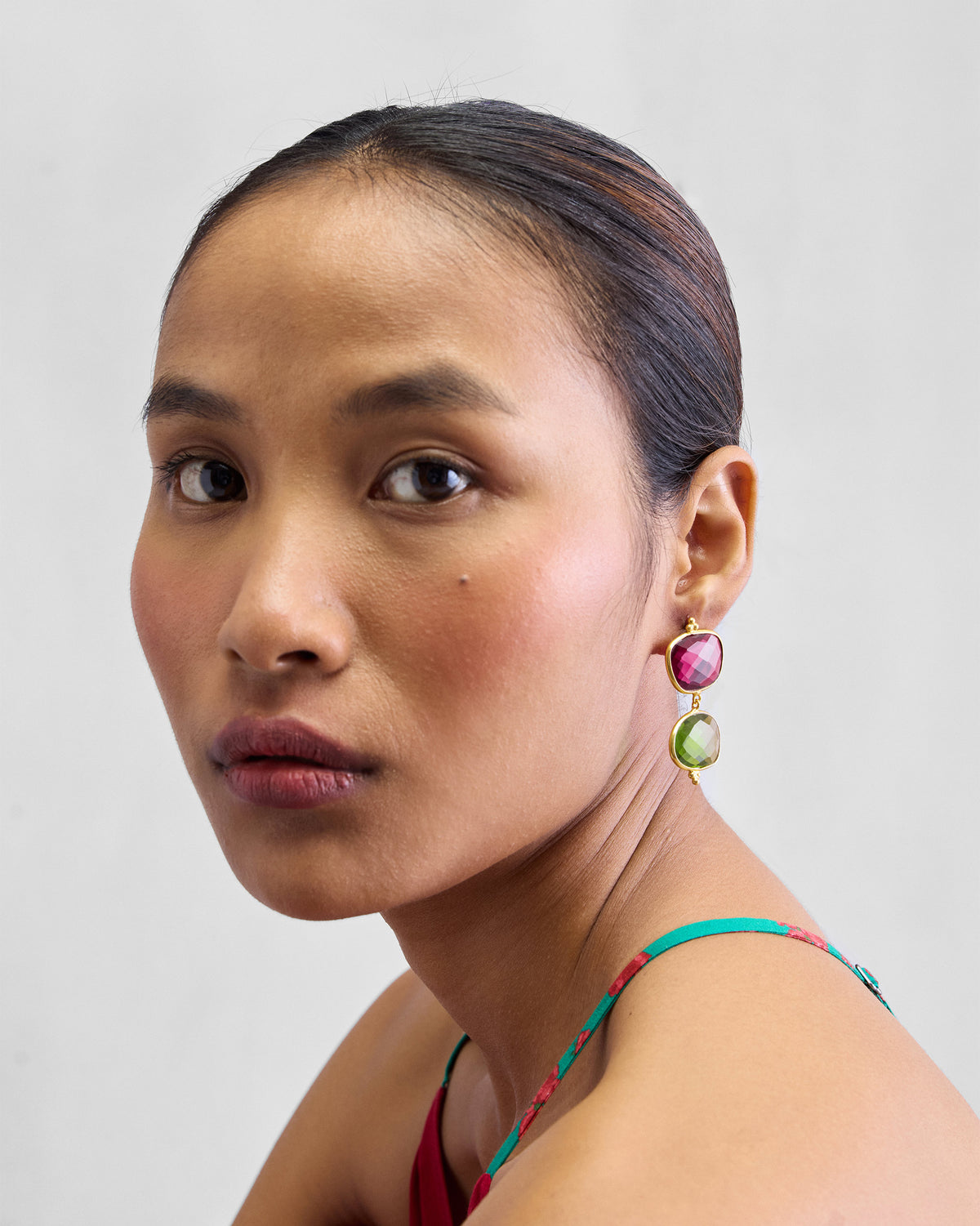 Nadi Earrings - Pink & Green