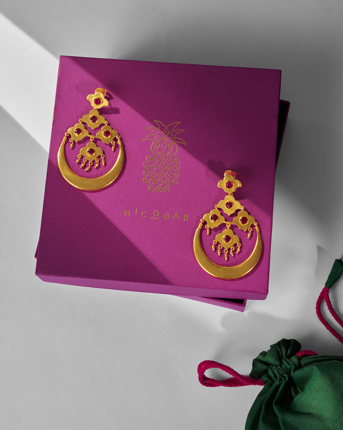 Moon Flower Earrings - Gold