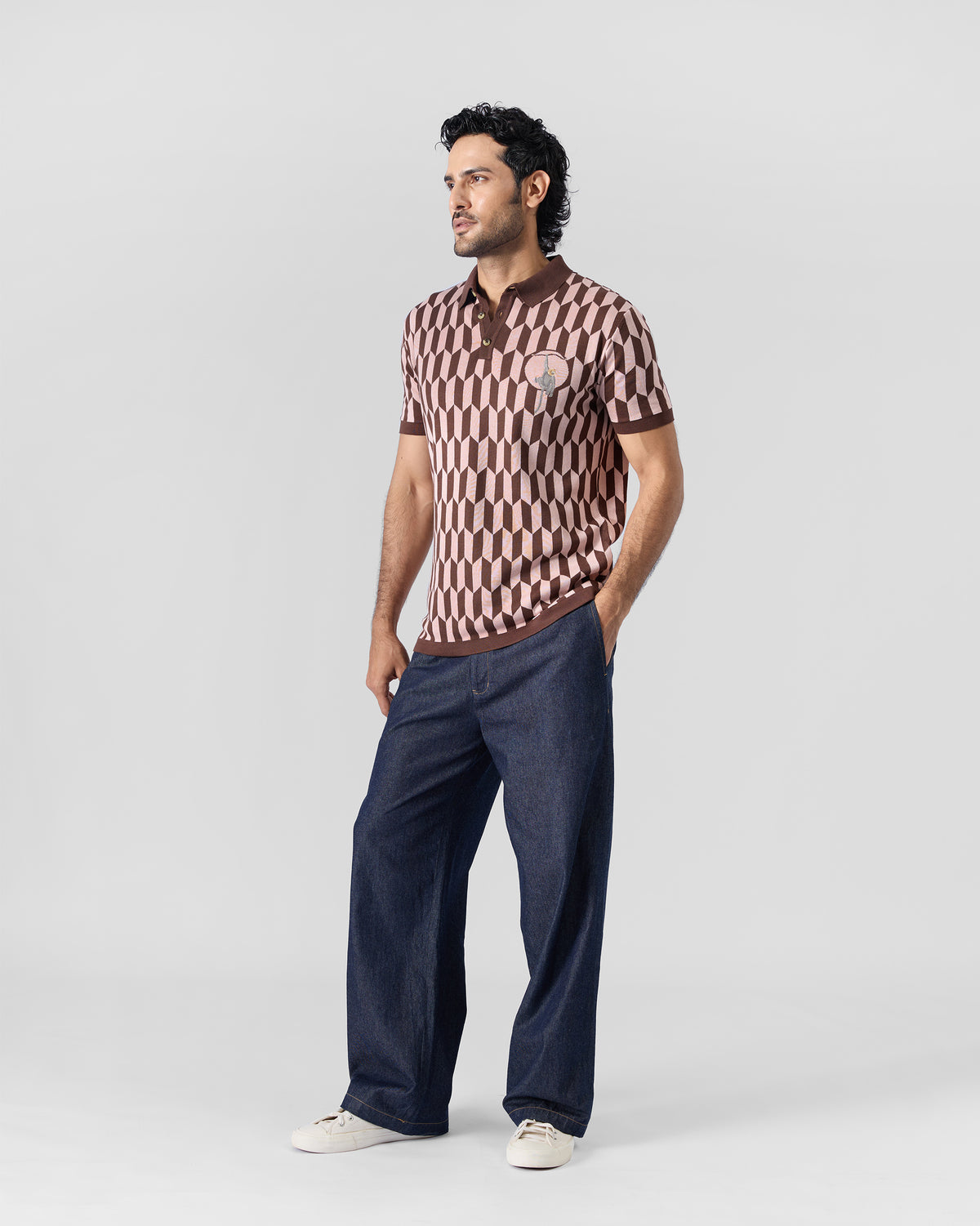 Langur Polo T-Shirt - Brown & Pink