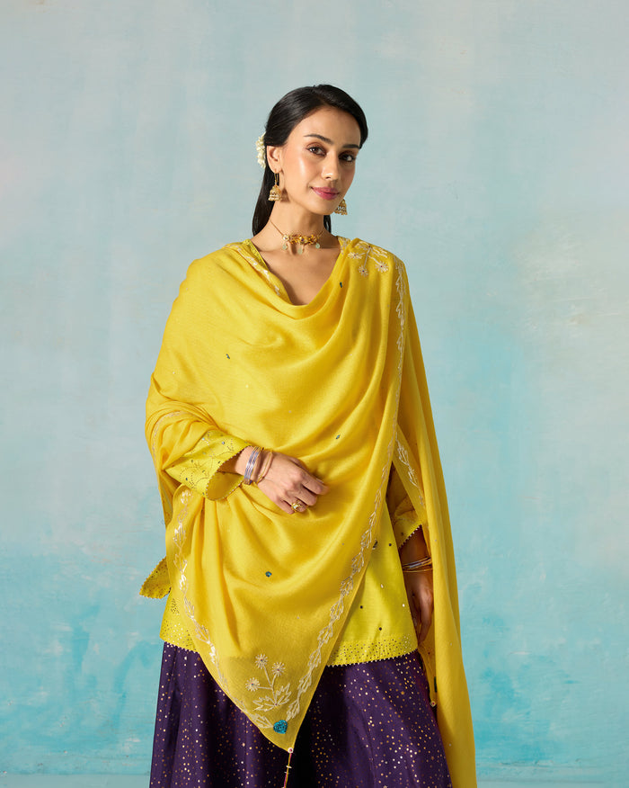 Saanjh Shawl - Chartreuse