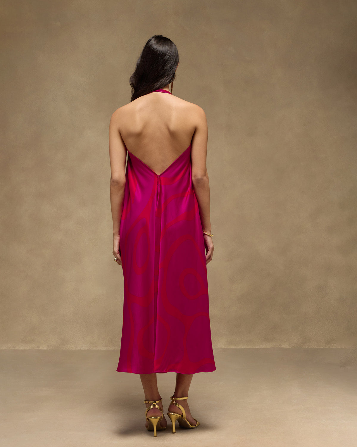 Shaker Halter Dress - Satin Blend A Line