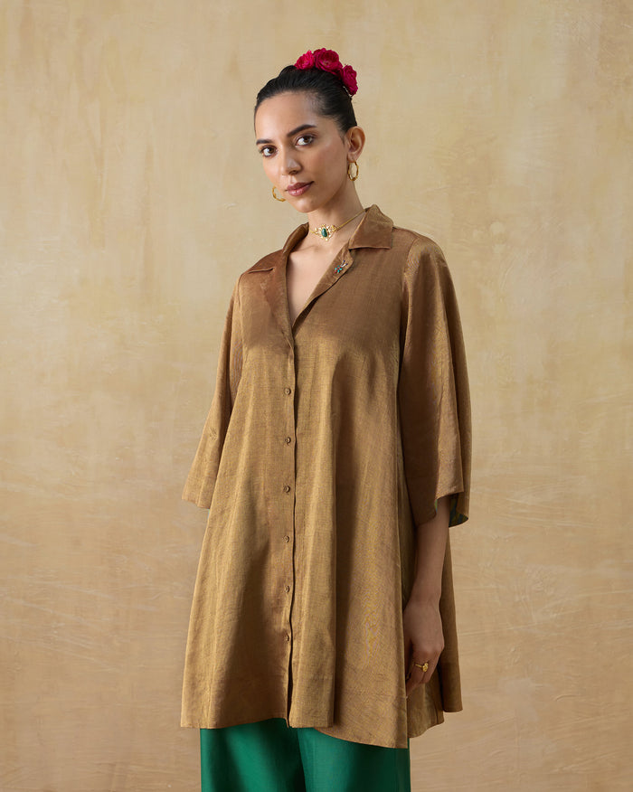 Golden Hour Shirt - Metallic Tissue A-Line Fit