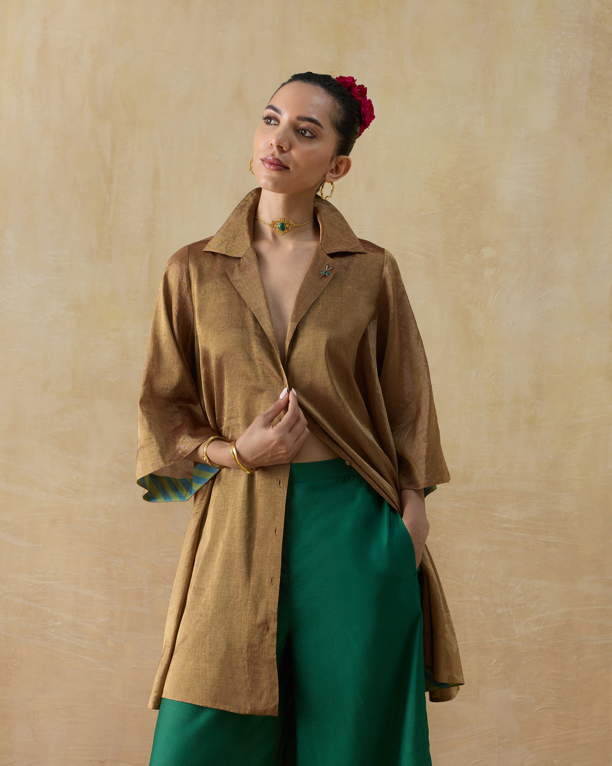 Golden Hour Shirt - Metallic Tissue A-Line Fit