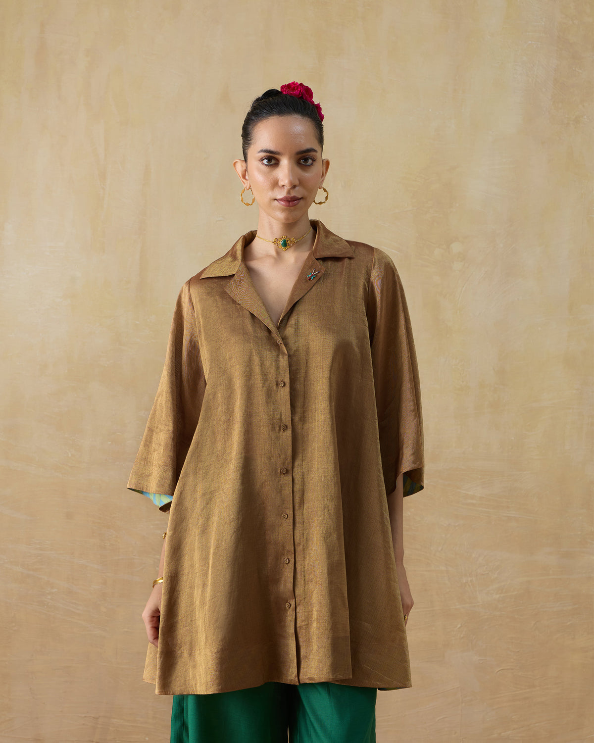 Golden Hour Shirt - Metallic Tissue A-Line Fit