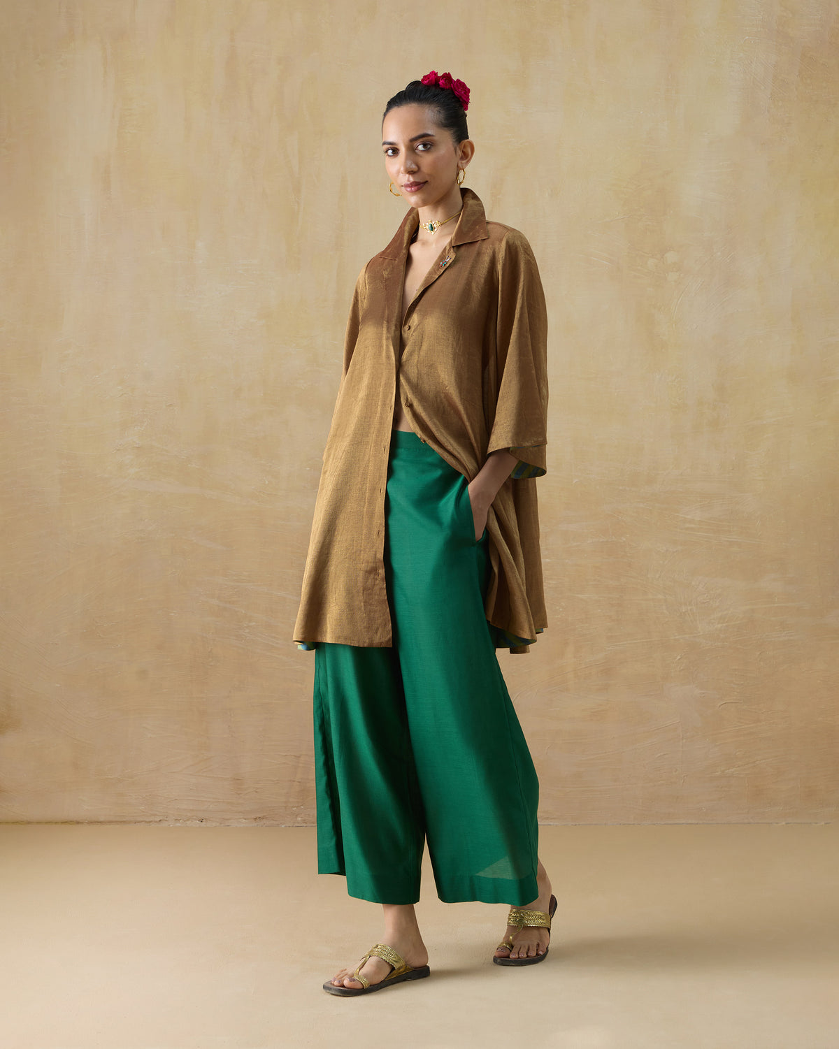 Golden Hour Shirt - Metallic Tissue A-Line Fit