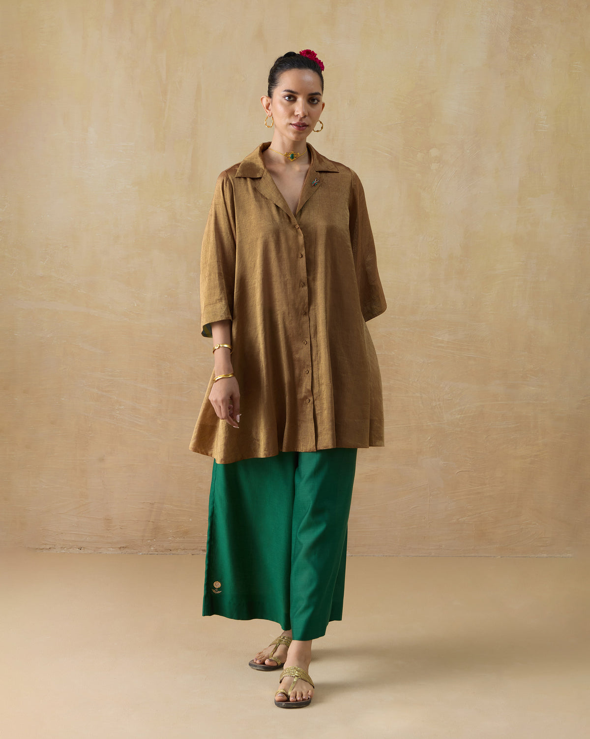 Golden Hour Shirt - Metallic Tissue A-Line Fit