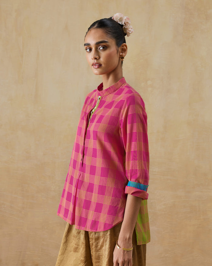 Mandarin Collar Top - 100% Cotton Regular Fit