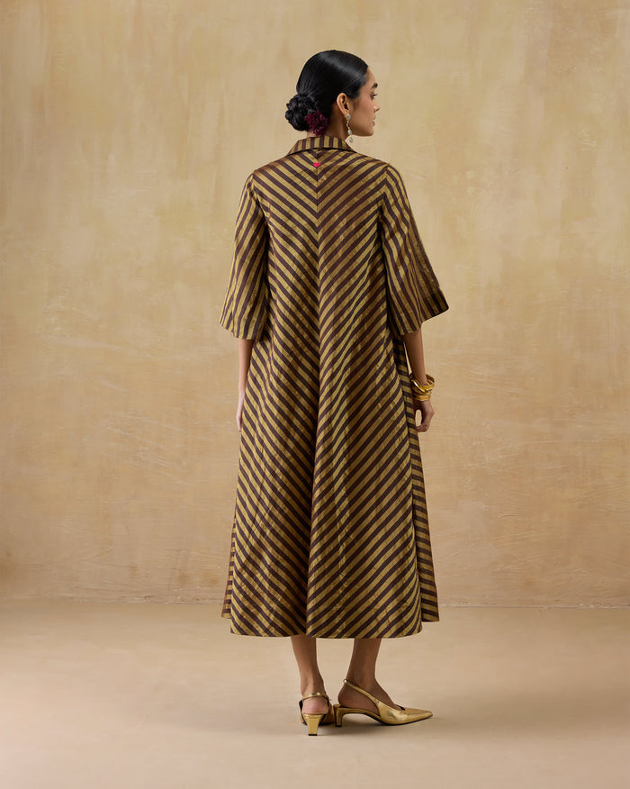 Areva Dress - Metallic Tissue A-Line Fit