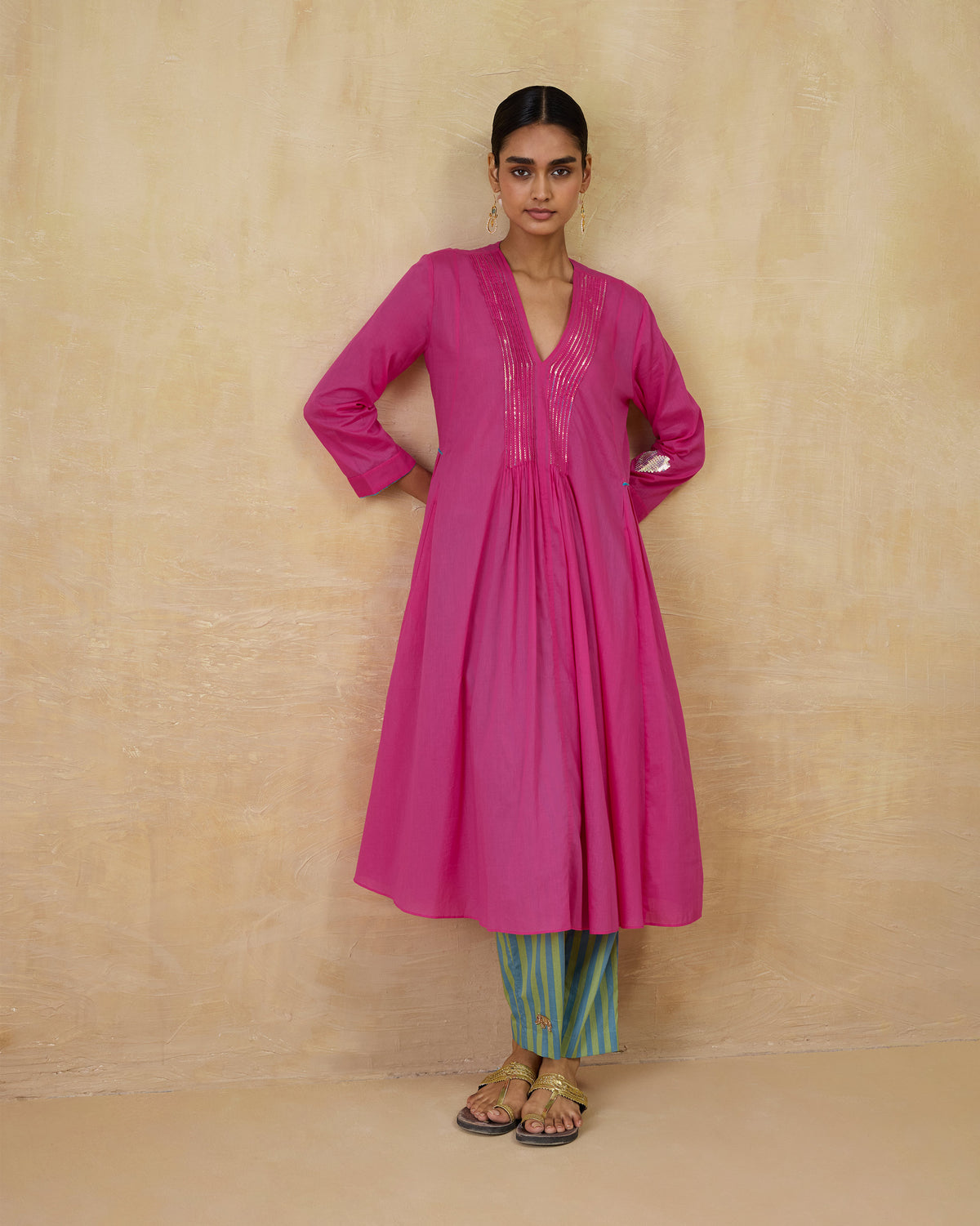 Pintuck Kurta - 100% Cotton Regular Fit