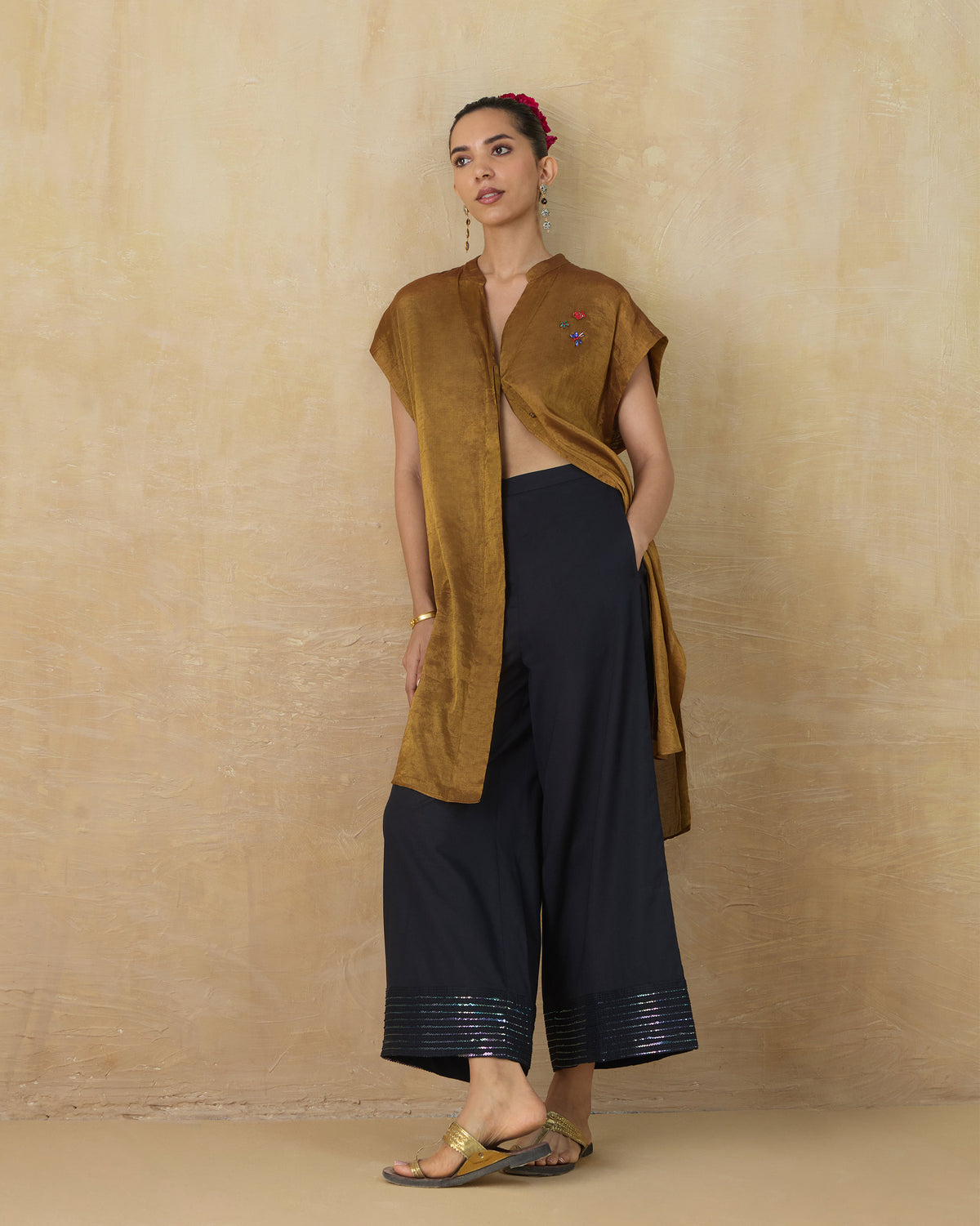 Tango Kaftan - Metallic Tissue Free Size