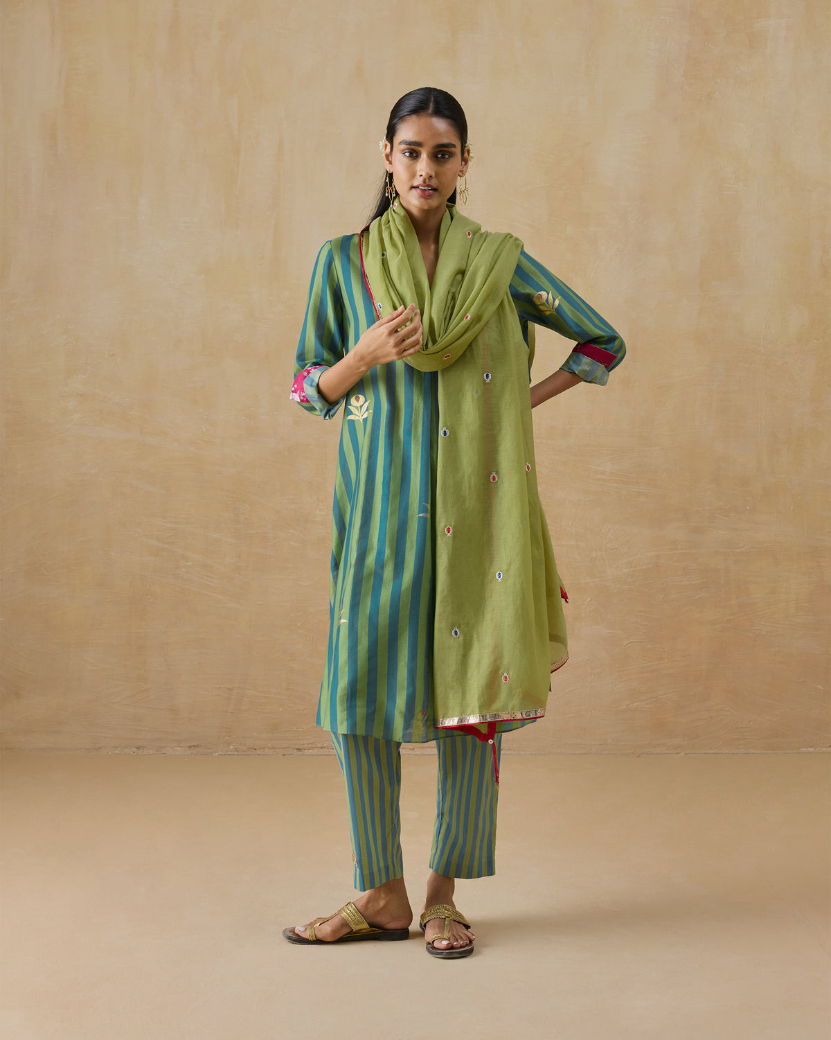 Cauvery Dupatta - Embroidered Cotton Silk