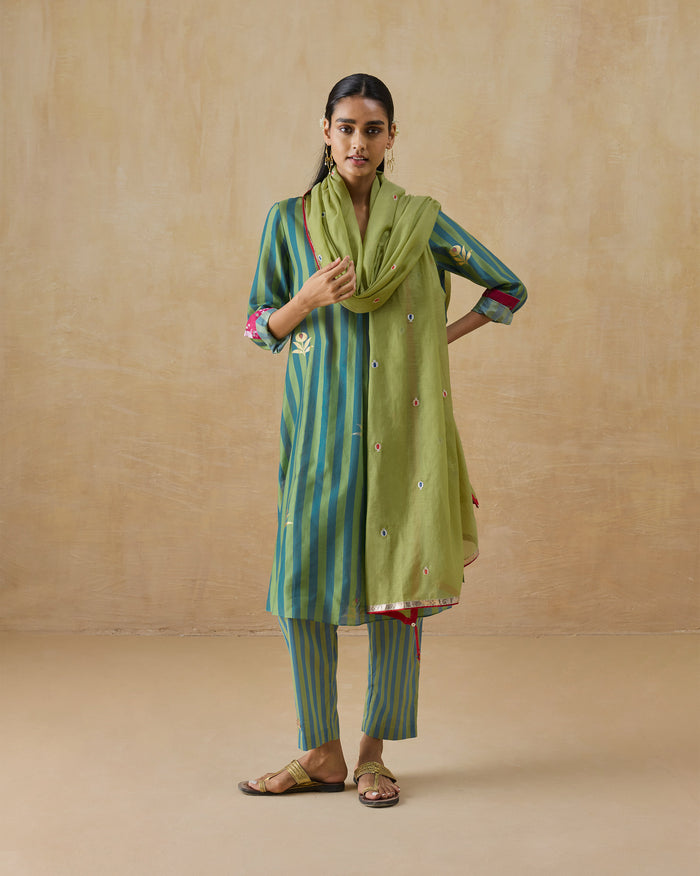 Cauvery Dupatta - Embroidered Cotton Silk