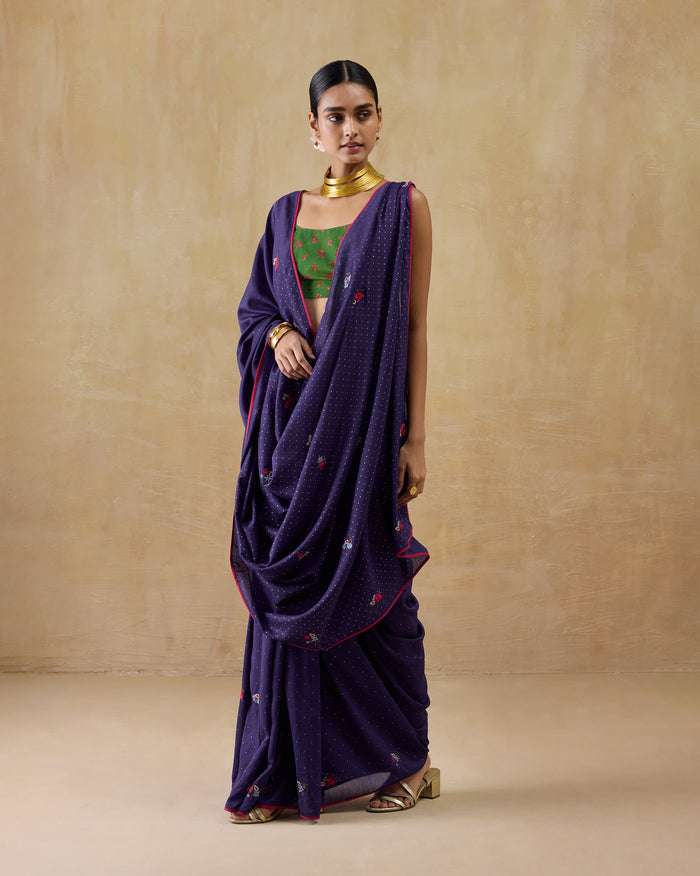 Midnight Dance Sari - Cotton Silk