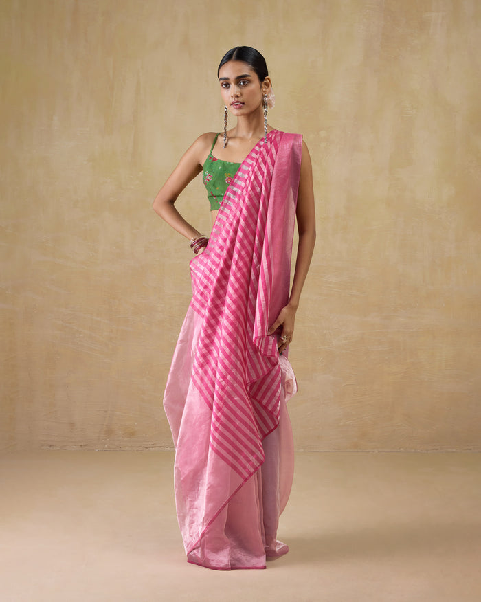 Blush Sari - Metallic Tissue