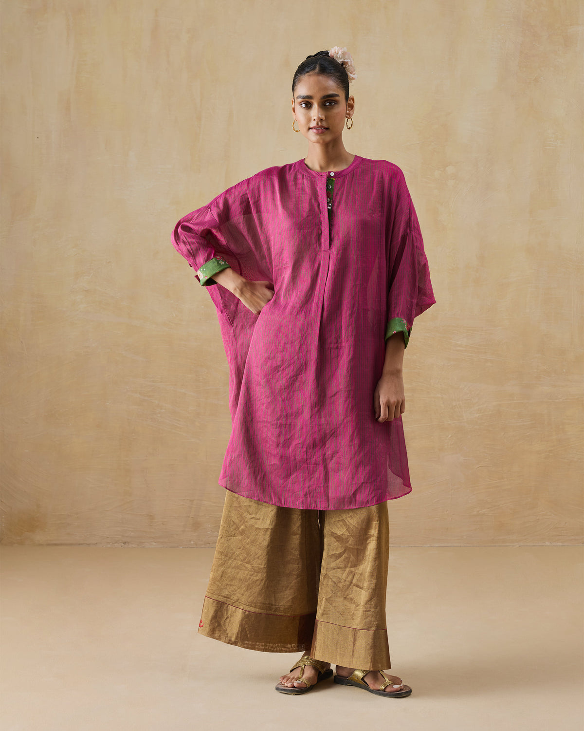 Lazy Sunday Tunic - Metallic Tissue Loose Fit